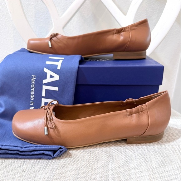 Belinda Flats | Women Italeau Belinda Flexlite Chestnut Brown Leather Ballet Flats Handmade Italy 41